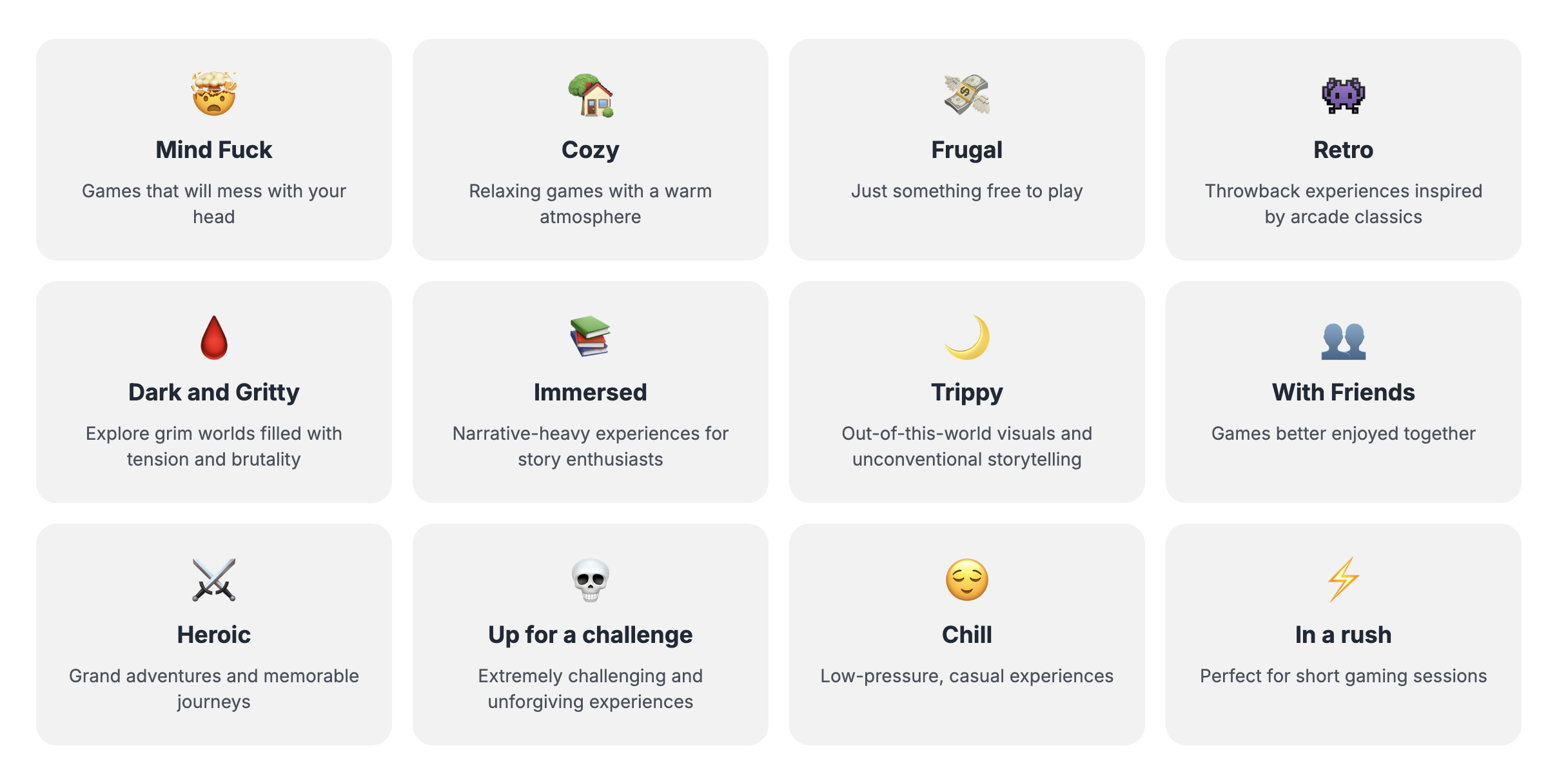 Mood to Play - Front end for gamers